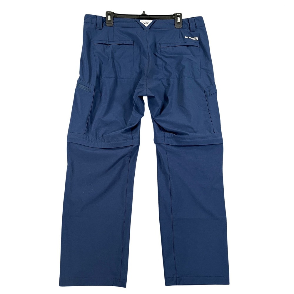 Columbia PFG Convertible Pants Mens 36x30 Zip Off Cargo Navy Blue Hiking Fishing